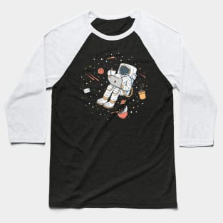 Astronaut Working from Home with Coffee - Space Office Art Baseball T-Shirt